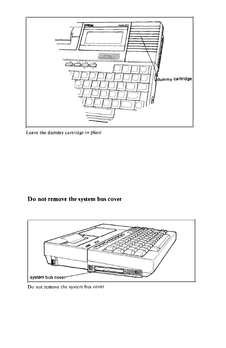 System bus cover | Epson HX-20 User Manual | Page 11 / 75