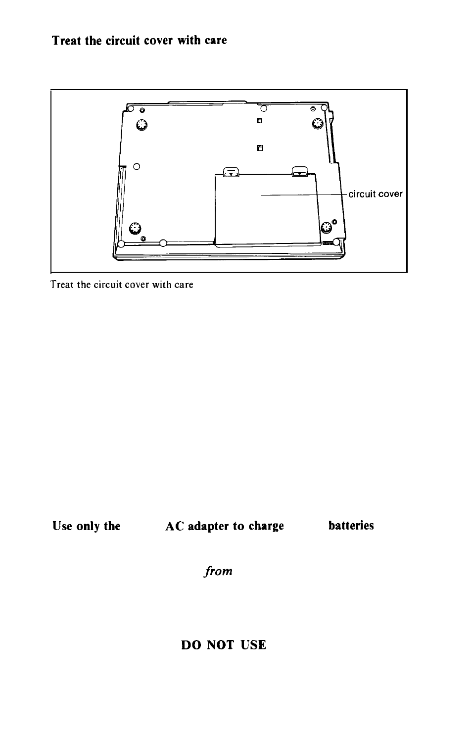 Circuitry cover, Battery charger | Epson HX-20 User Manual | Page 12 / 75