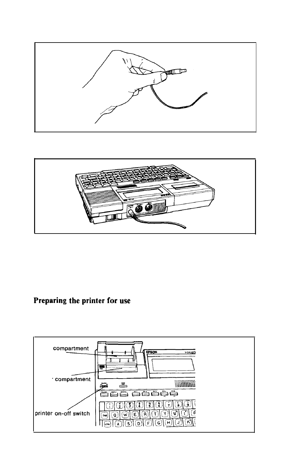 Preparing the printer for use | Epson HX-20 User Manual | Page 20 / 75