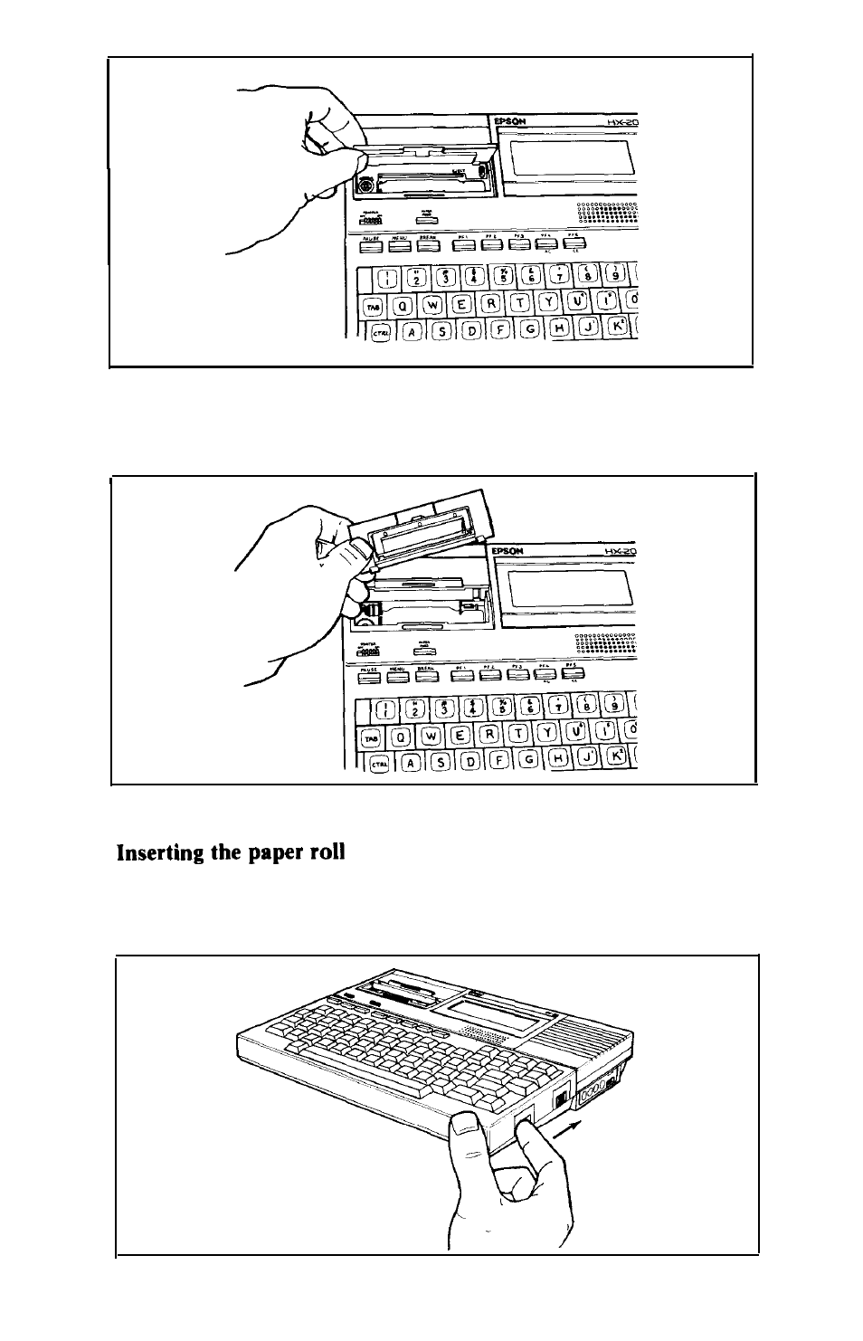 Inserting the paper roll | Epson HX-20 User Manual | Page 22 / 75
