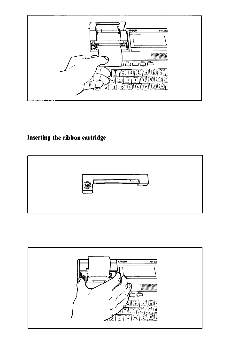 Inserting the ribbon cartridge | Epson HX-20 User Manual | Page 26 / 75