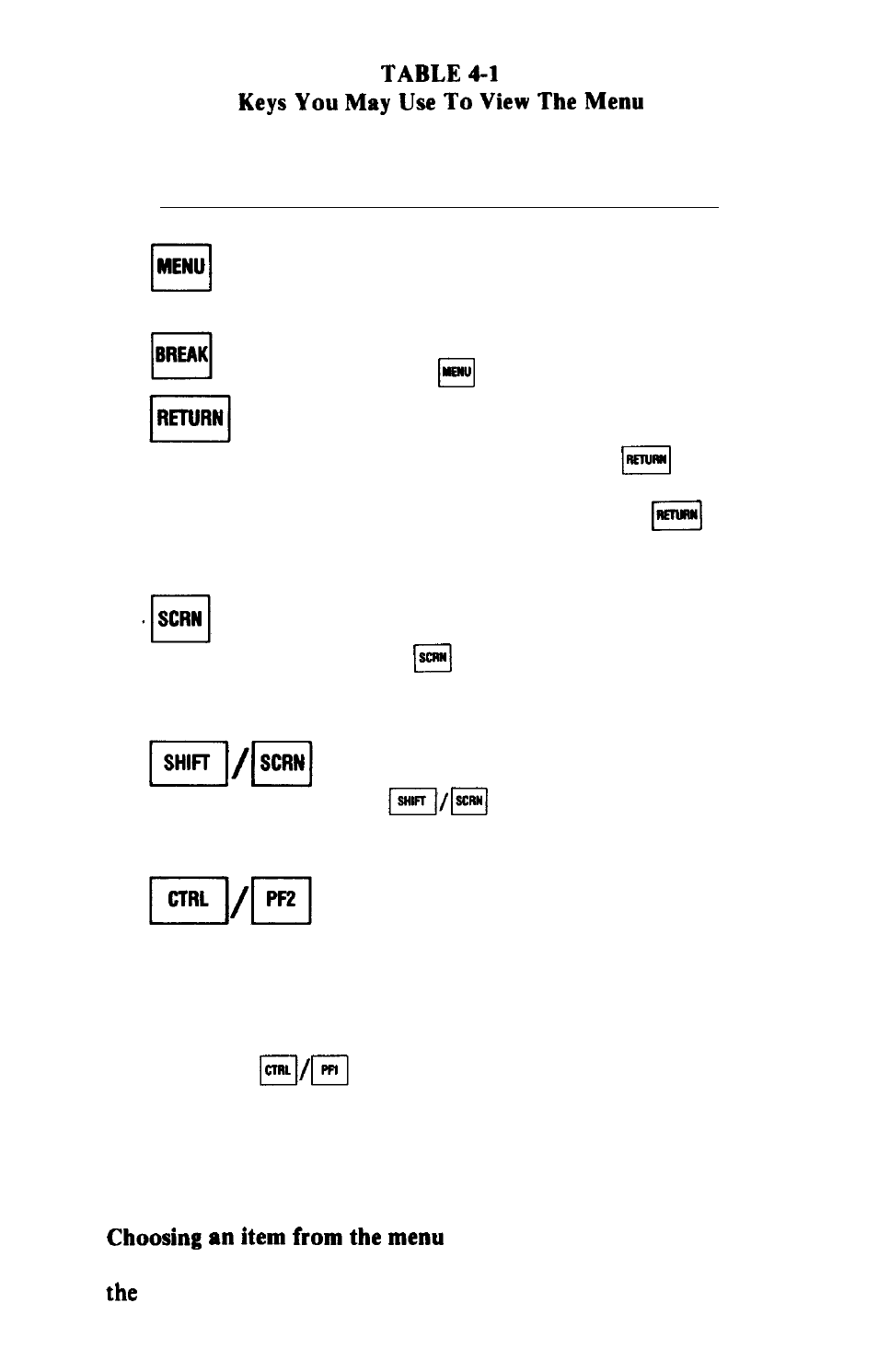 Choosing an item from the menu | Epson HX-20 User Manual | Page 38 / 75