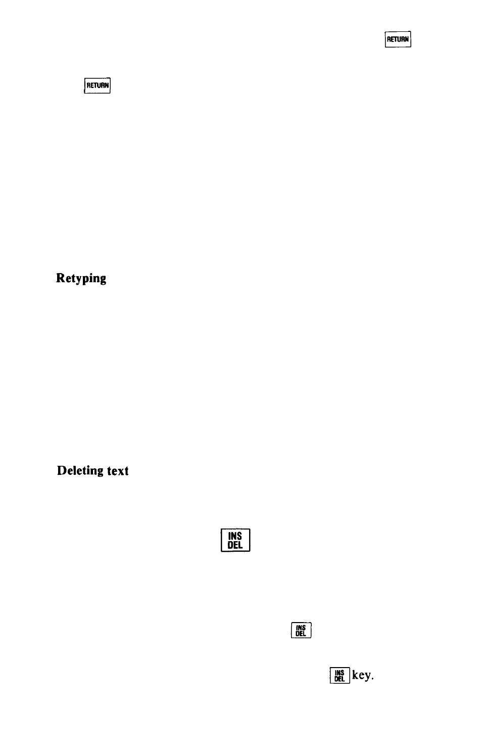 Retyping, Deleting text | Epson HX-20 User Manual | Page 48 / 75