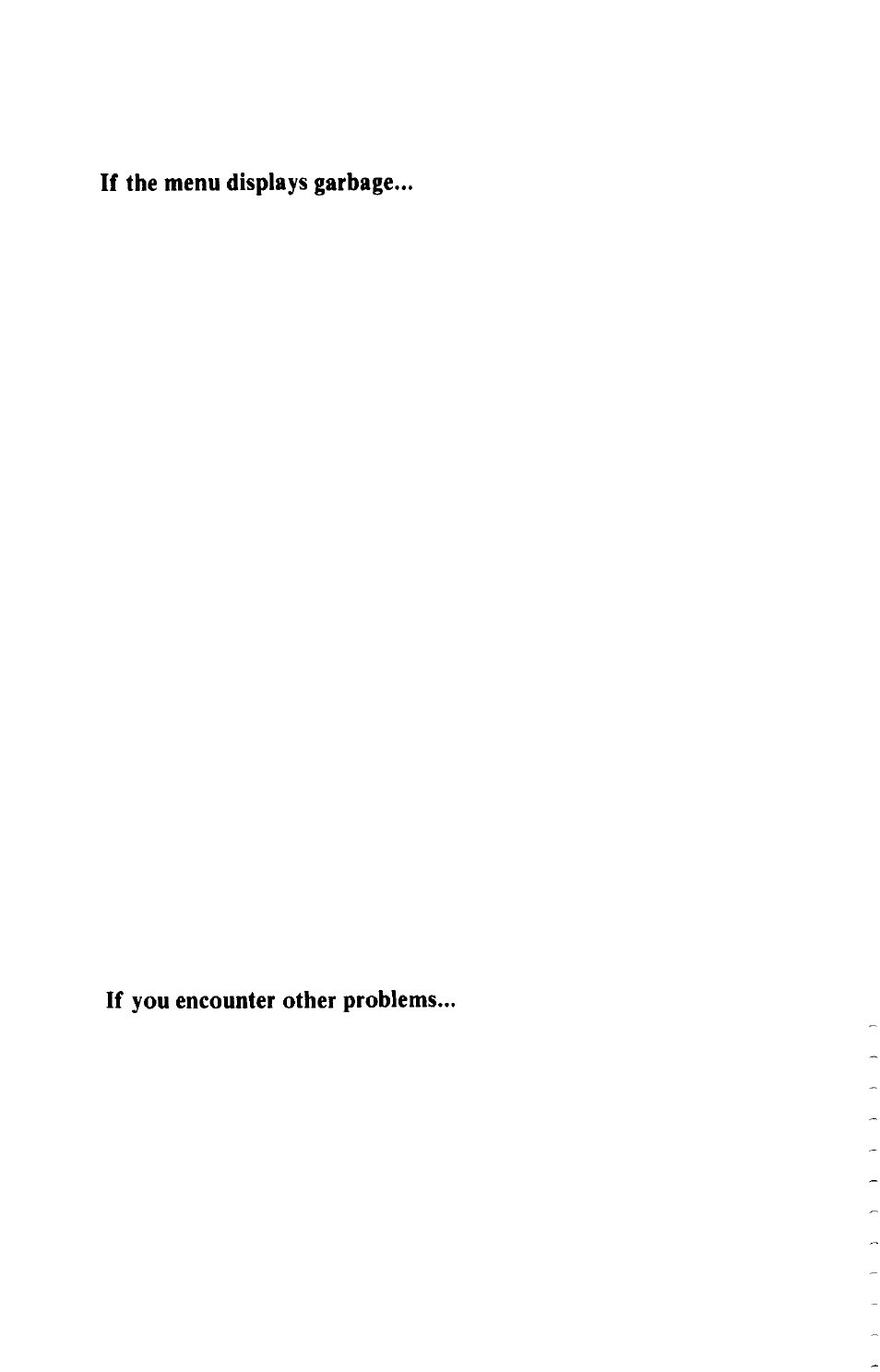 If the menu displays garbage, If you encounter other problems | Epson HX-20 User Manual | Page 66 / 75