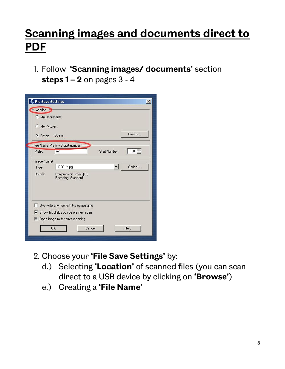 Scanning images and documents direct to pdf | Epson A4 User Manual | Page 8 / 21