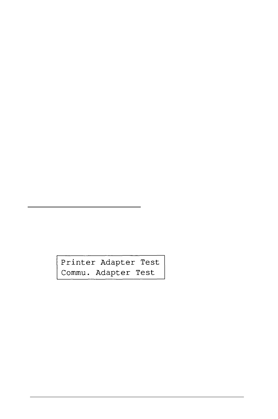 640x350 graphics test, Video error message, Miscellaneous diagnostics | Printer adapter test | Epson LT - 286e User Manual | Page 43 / 60