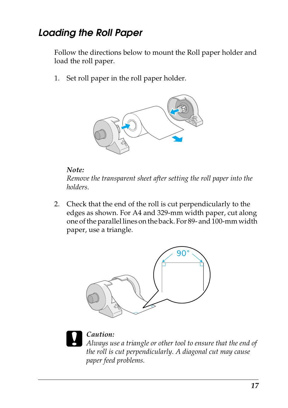 Loading the roll paper | Epson 1290 User Manual | Page 23 / 76