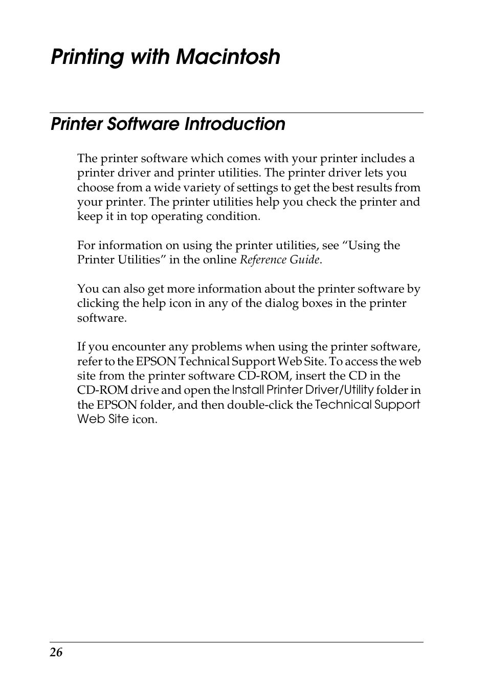 Printing with macintosh, Printer software introduction | Epson 1290 User Manual | Page 32 / 76