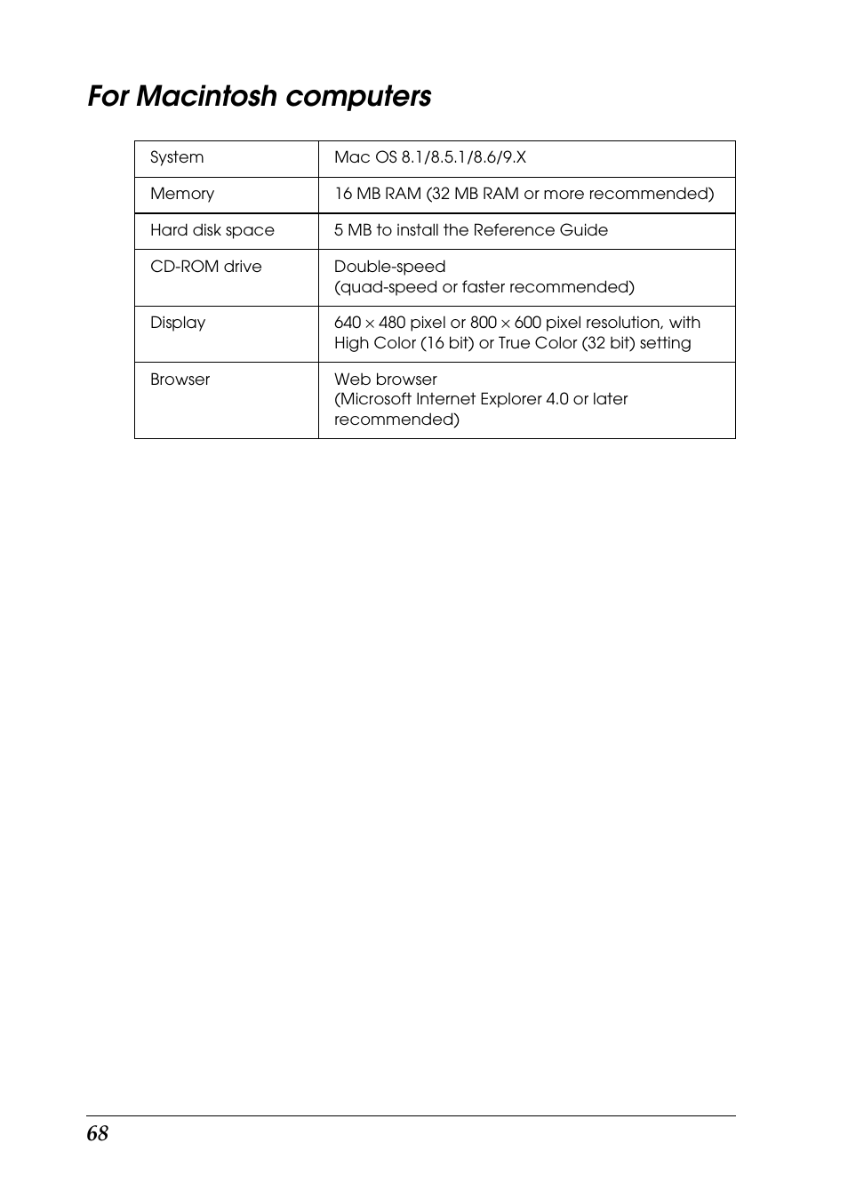 For macintosh computers | Epson 1290 User Manual | Page 74 / 76