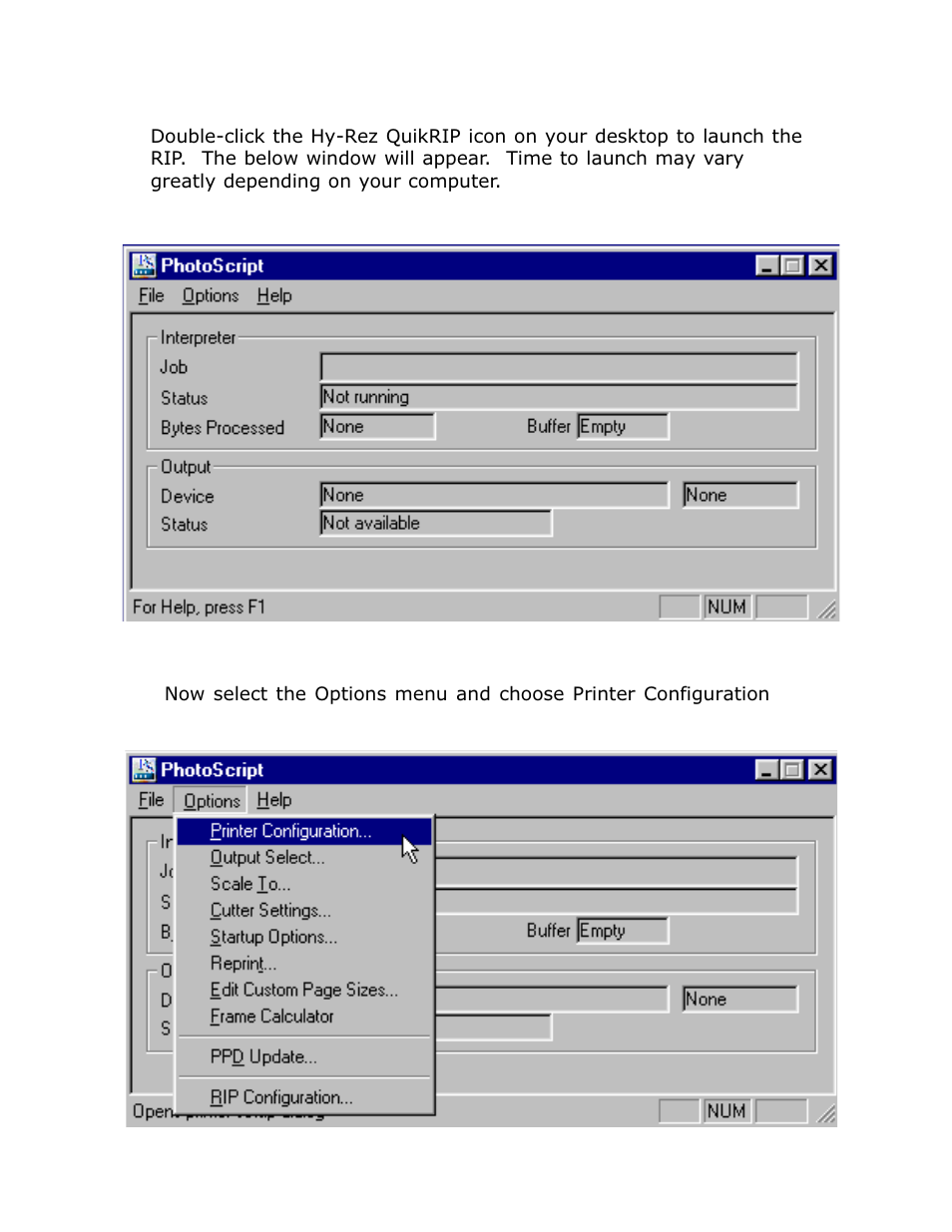 Using rip windows, Running hy-rez quikrip - windows | Epson 1520 User Manual | Page 7 / 40