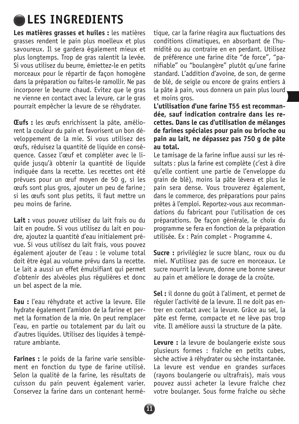 Les ingredients | Moulinex OW310E32 User Manual | Page 11 / 128