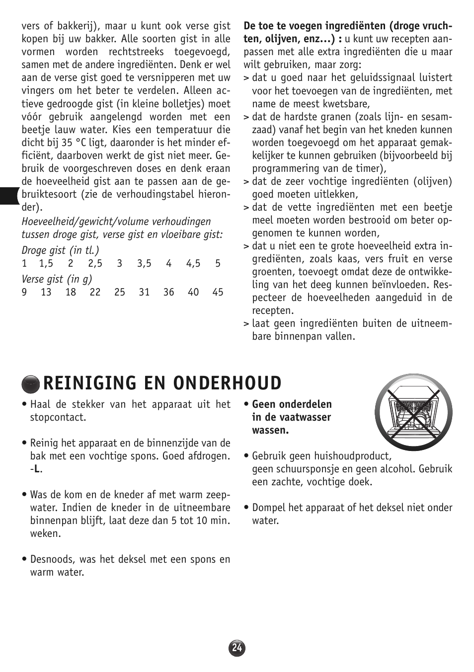 Reiniging en onderhoud | Moulinex OW310E32 User Manual | Page 24 / 128