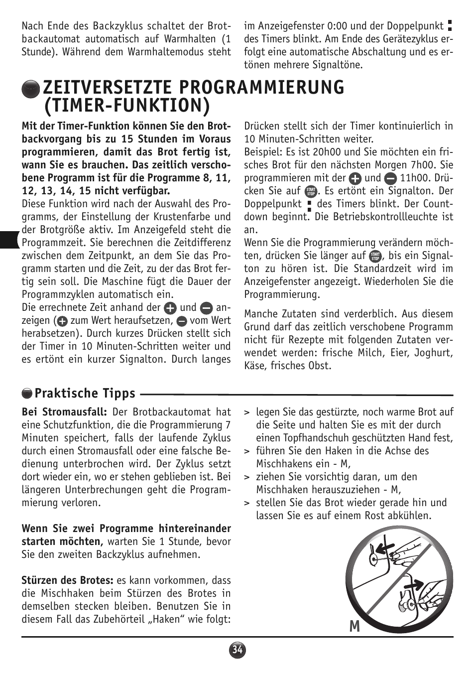 Zeitversetzte programmierung (timer-funktion), Praktische tipps | Moulinex OW310E32 User Manual | Page 34 / 128