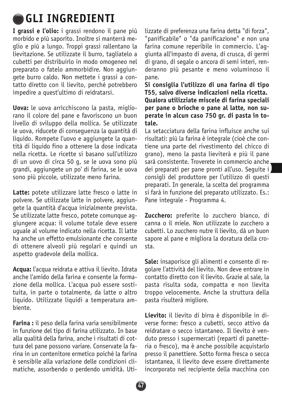 Gli ingredienti | Moulinex OW310E32 User Manual | Page 47 / 128