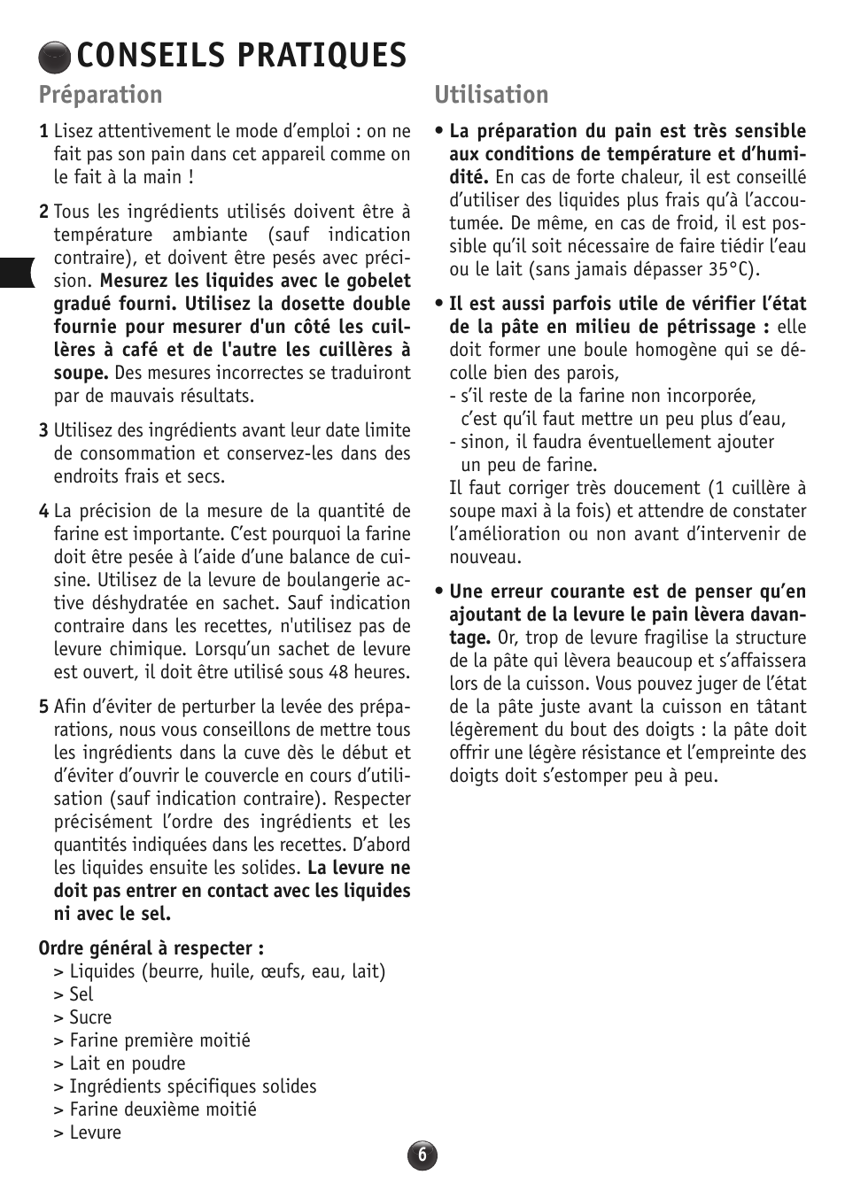 Conseils pratiques, Préparation, Utilisation | Moulinex OW310E32 User Manual | Page 6 / 128