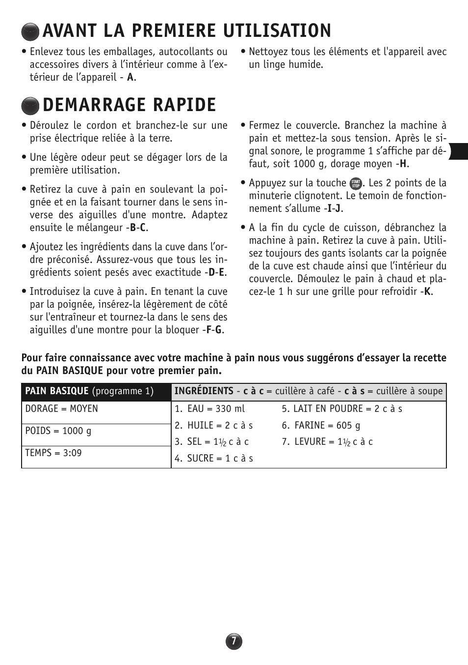 Avant la premiere utilisation, Demarrage rapide | Moulinex OW310E32 User Manual | Page 7 / 128