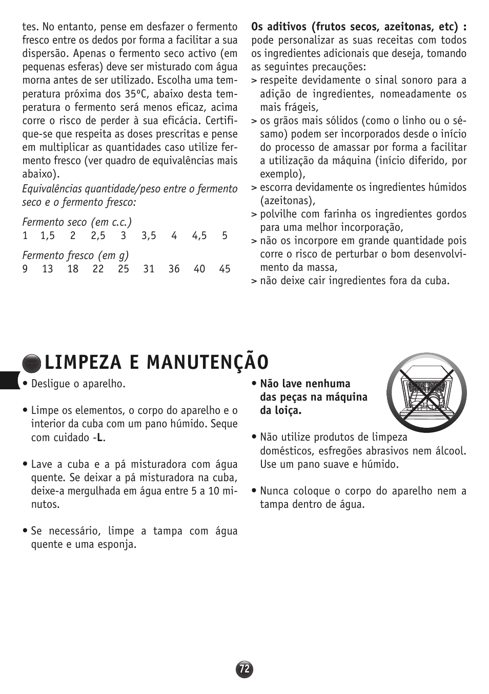 Limpeza e manutenção | Moulinex OW310E32 User Manual | Page 72 / 128