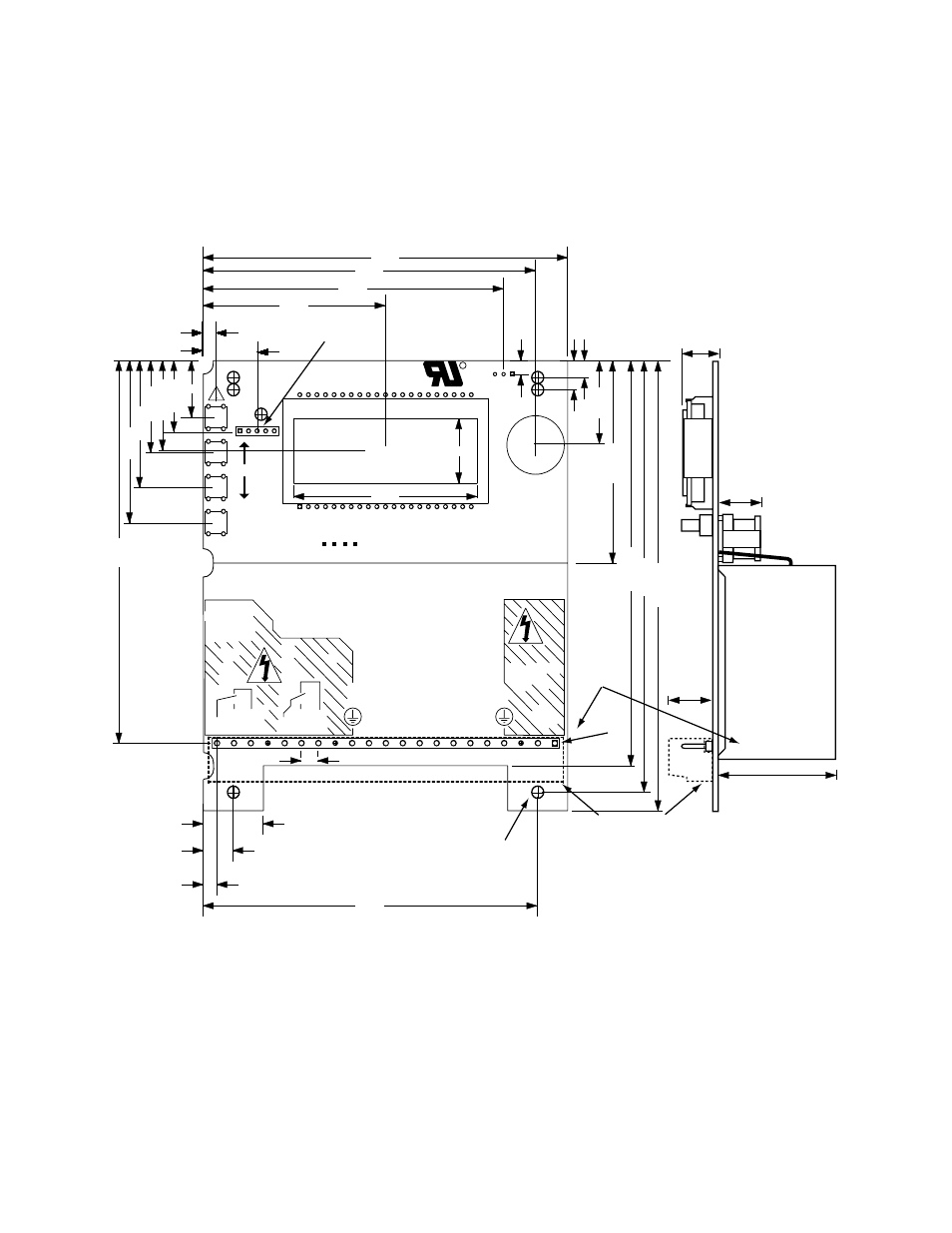 Appendix e: xdt circuit board dimensions, Appendix e: dt circuit board dimensions, Xdt user’s manual appendices 42 | Pluggable screw terminal connector outline, Side view top view, Cl c l | Epson XDT User Manual | Page 49 / 70