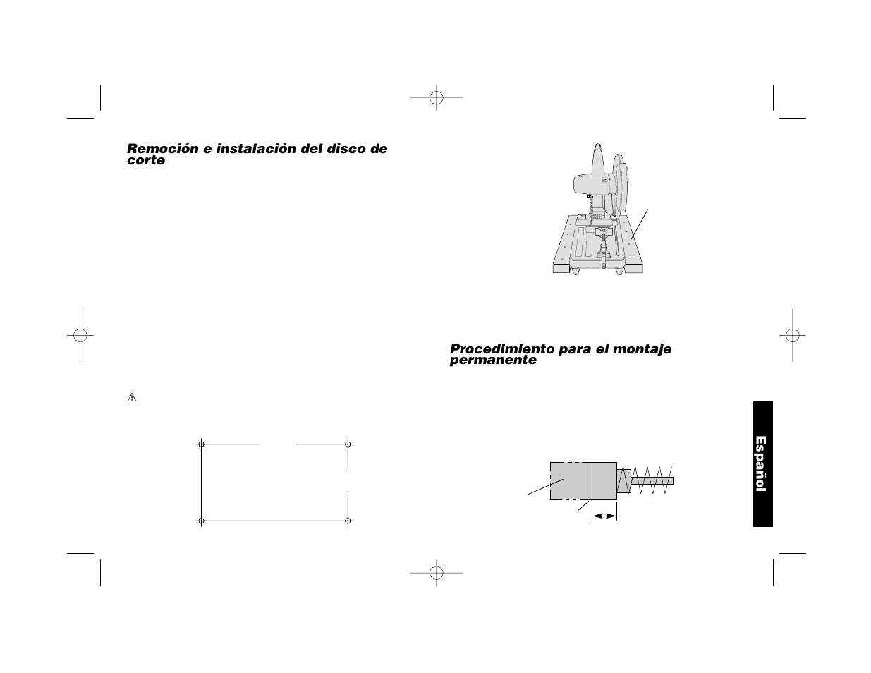 Remoción e instalación del disco de corte, Español, Procedimiento para el montaje permanente | Stopper pin | Epson DW870 User Manual | Page 25 / 28