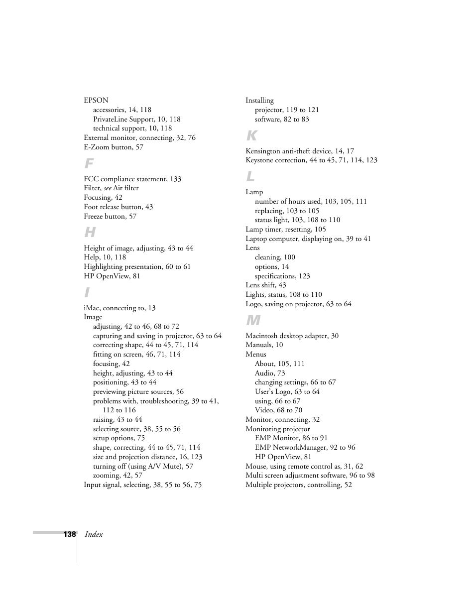 Epson 9300i User Manual | Page 138 / 140