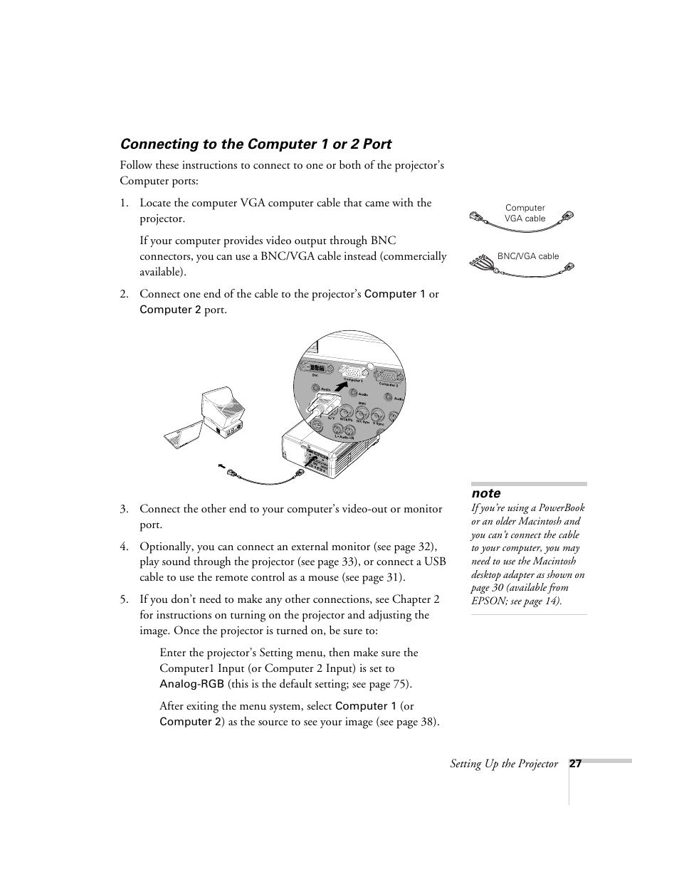 Connecting to the computer 1 or 2 port | Epson 9300i User Manual | Page 27 / 140