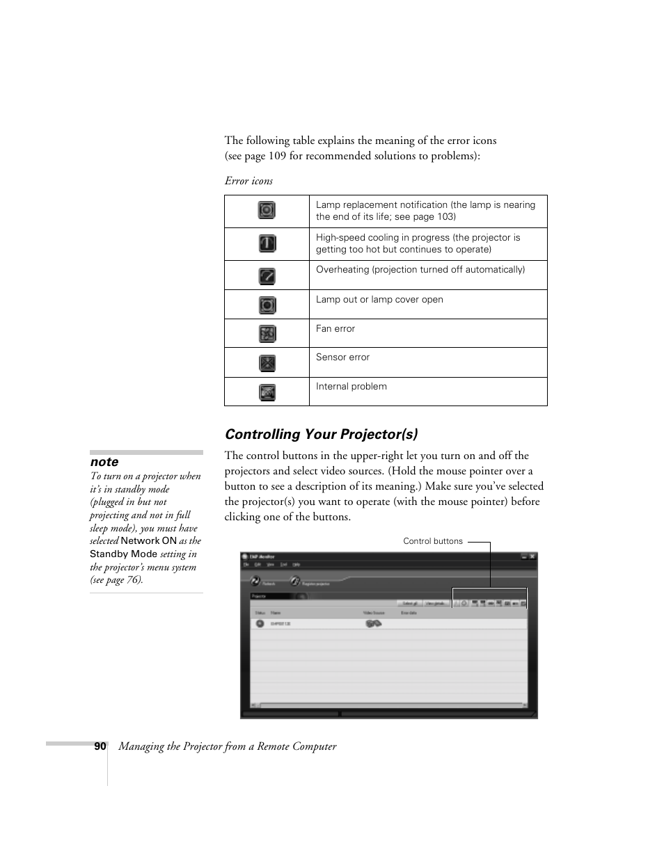 Controlling your projector(s) | Epson 9300i User Manual | Page 90 / 140