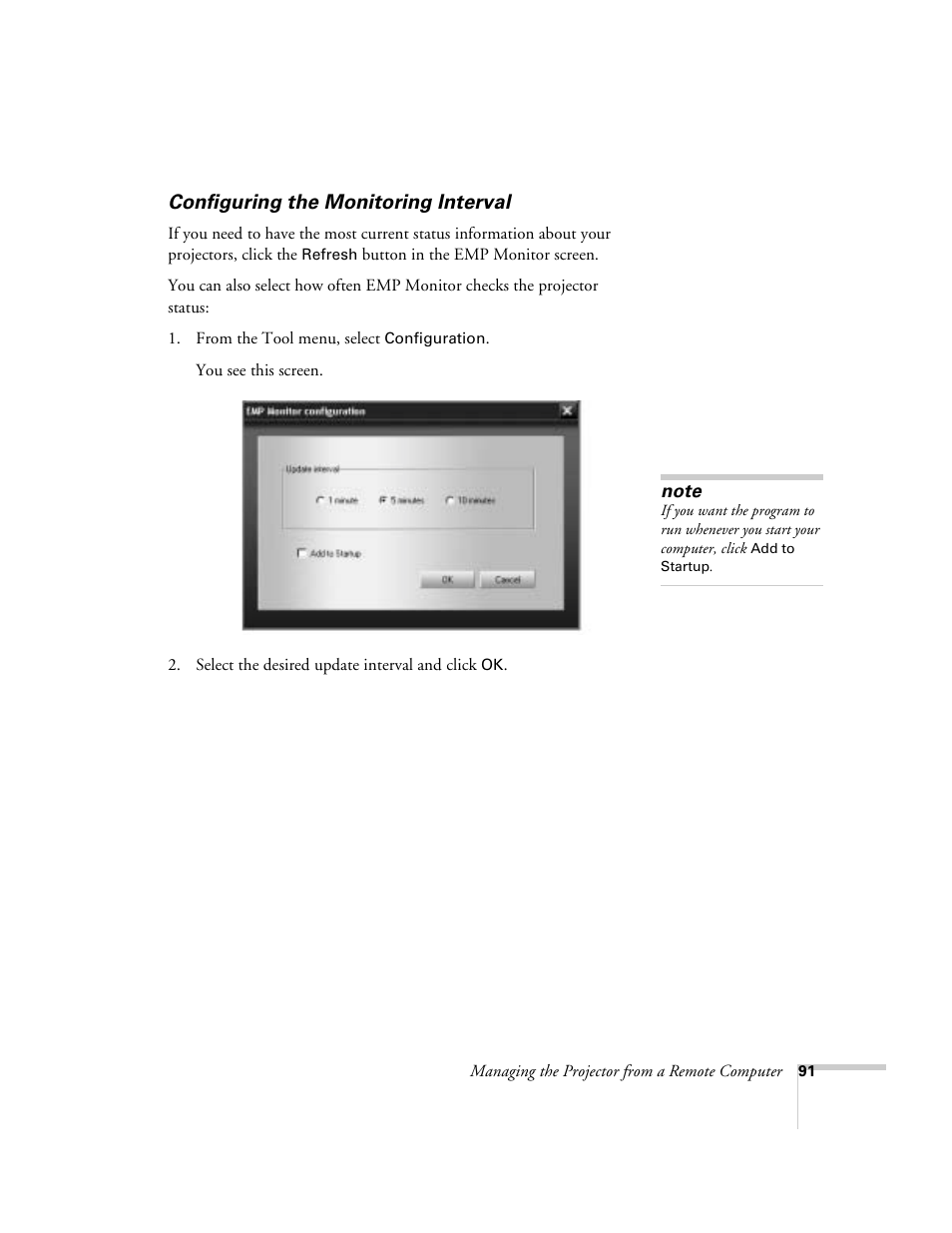 Configuring the monitoring interval | Epson 9300i User Manual | Page 91 / 140