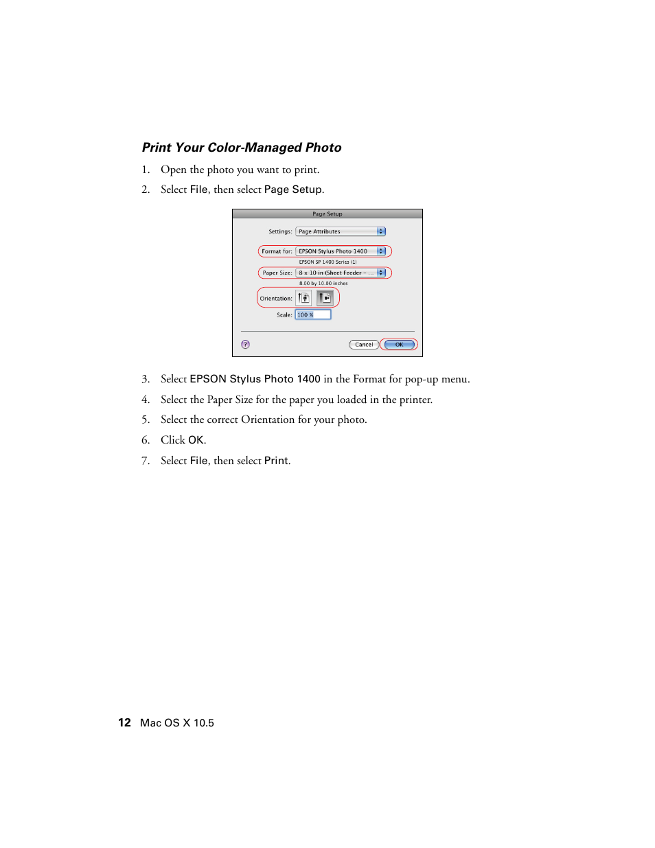 Print your color-managed photo | Epson Stylus Photo 1400 User Manual | Page 12 / 21