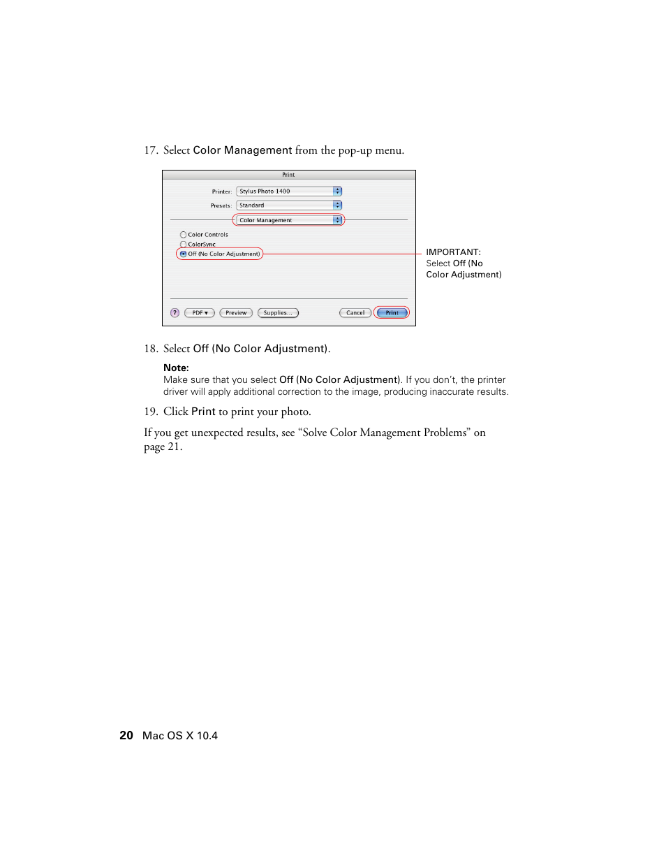 Epson Stylus Photo 1400 User Manual | Page 20 / 21