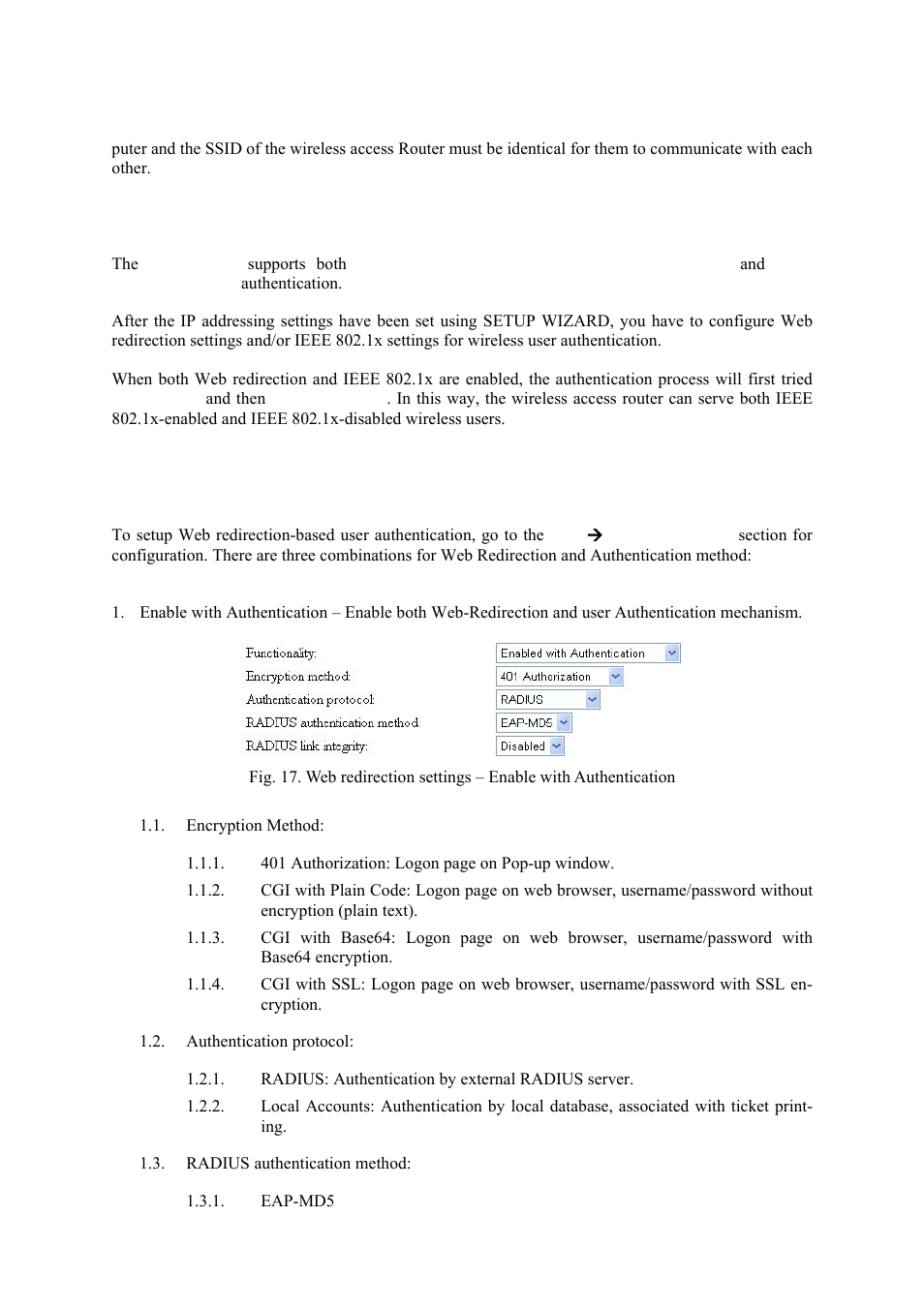 Configuring user authentication settings, Web redirection | Epson IWE3200-H User Manual | Page 21 / 80