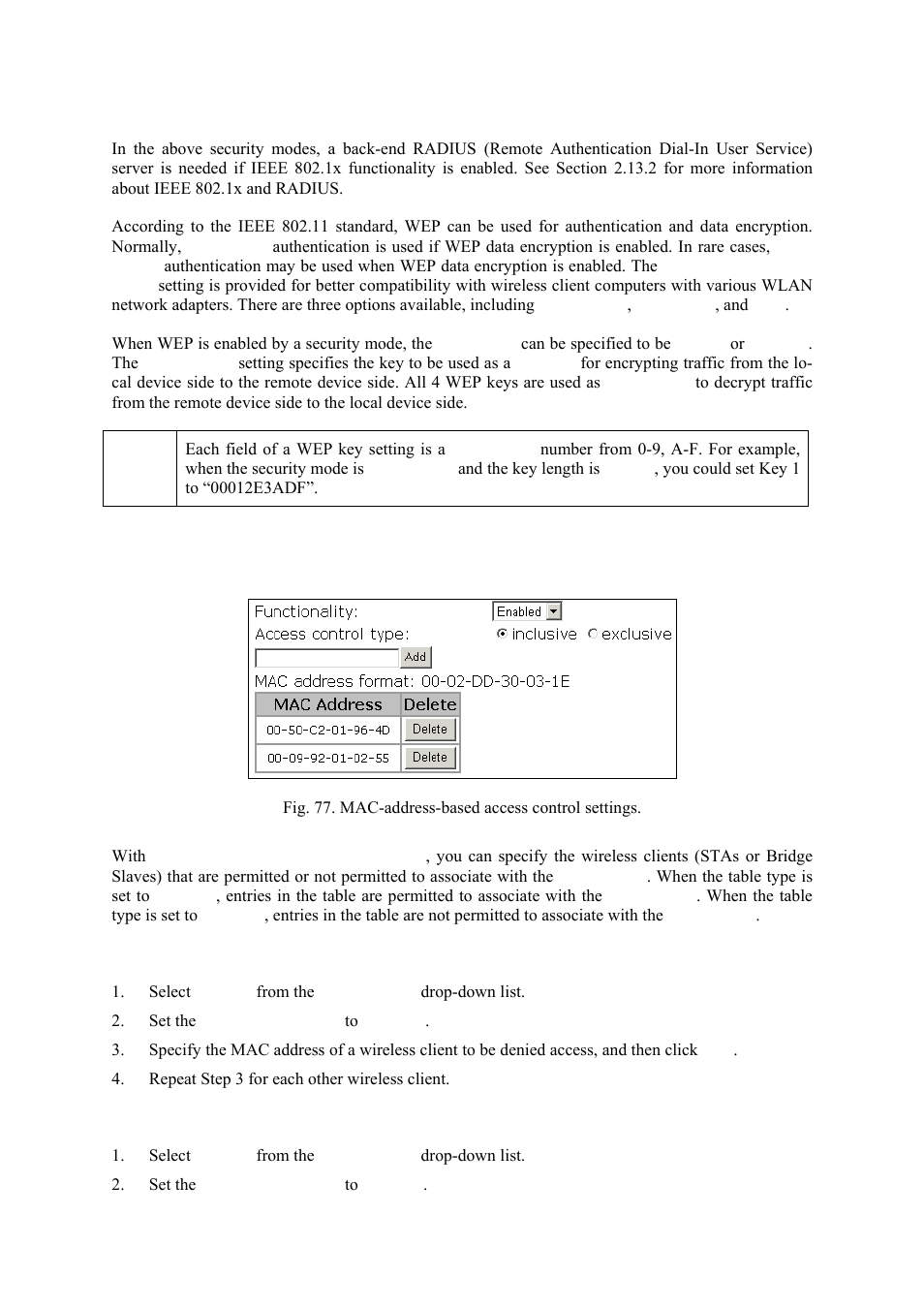 Mac-address-based access control | Epson IWE3200-H User Manual | Page 54 / 80