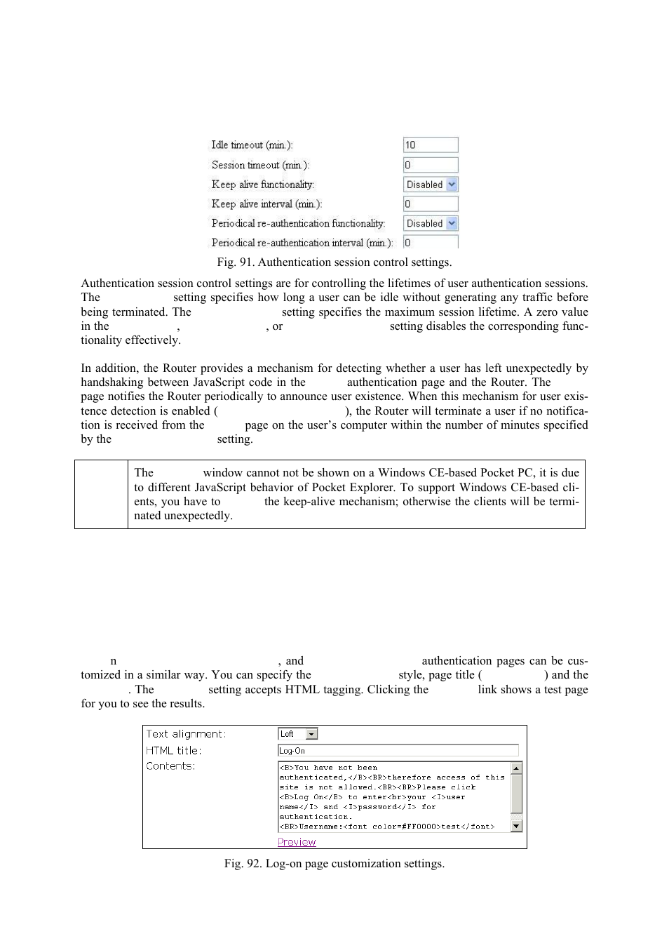 Authentication session control, Authentication page customization | Epson IWE3200-H User Manual | Page 62 / 80