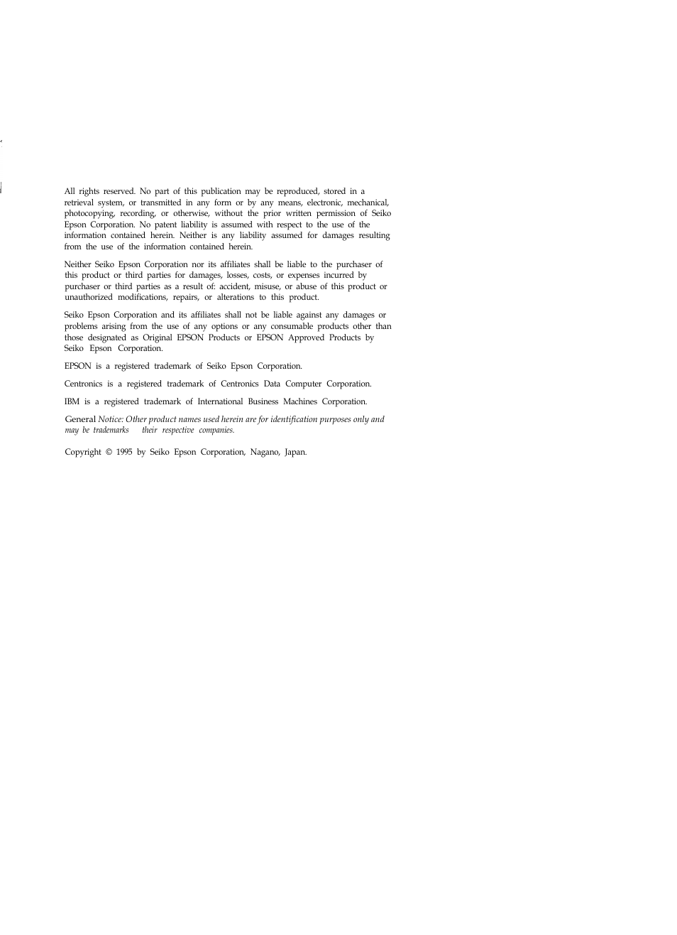 Epson | Epson Bi-directional Parallel Interface Board B80818* User Manual | Page 3 / 23
