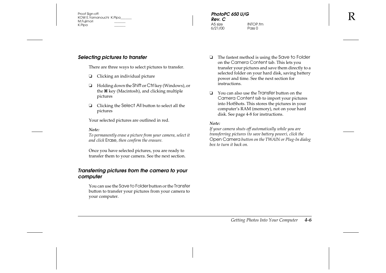 Selecting pictures to transfer | Epson 650 User Manual | Page 30 / 38