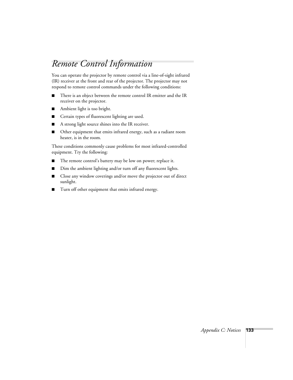 Remote control information | Epson 7900p User Manual | Page 133 / 146