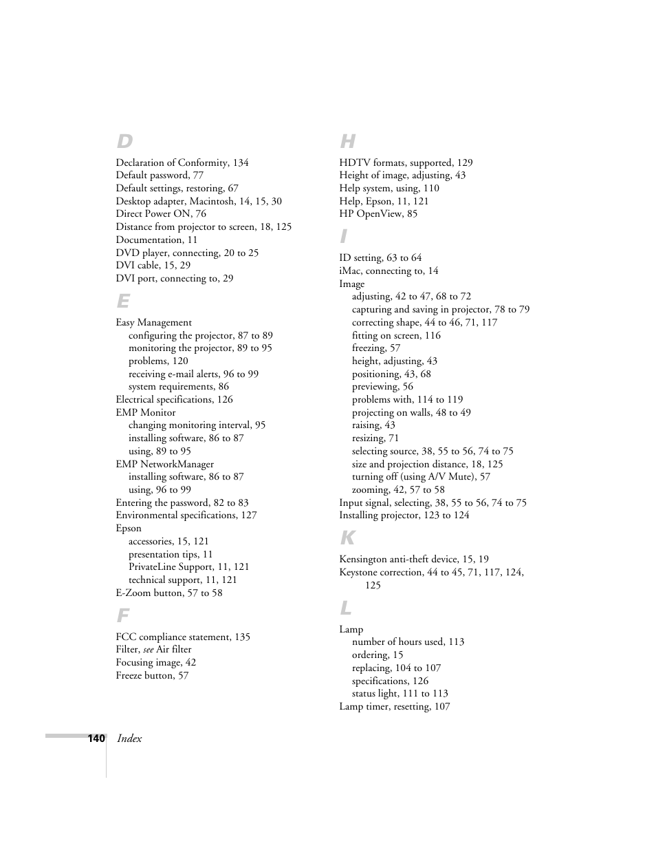 Epson 7900p User Manual | Page 140 / 146