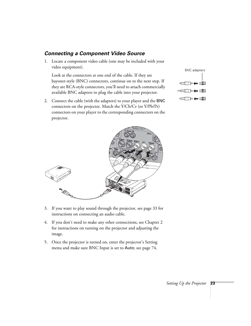 Connecting a component video source | Epson 7900p User Manual | Page 23 / 146