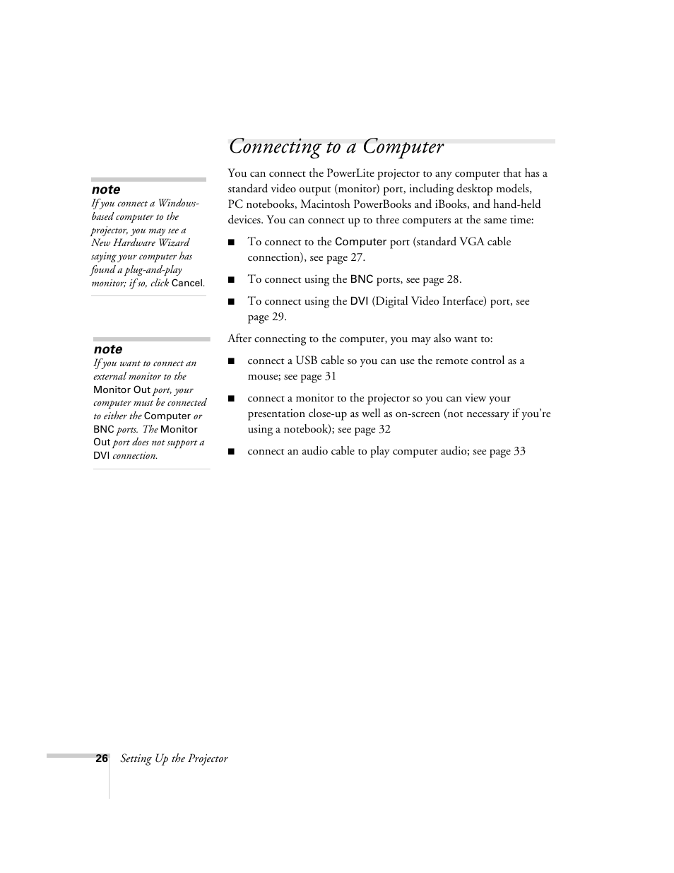 Connecting to a computer | Epson 7900p User Manual | Page 26 / 146