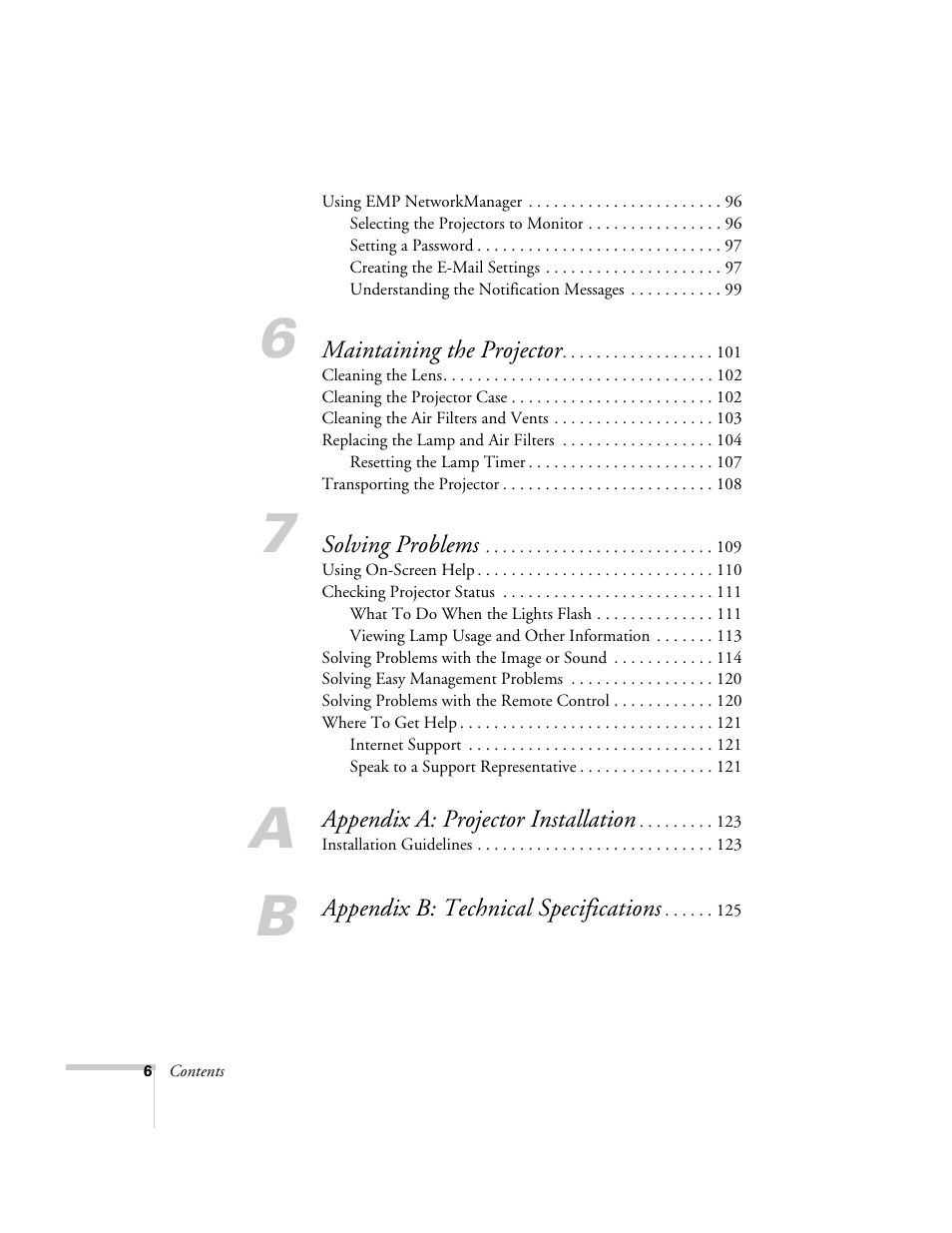 Epson 7900p User Manual | Page 6 / 146