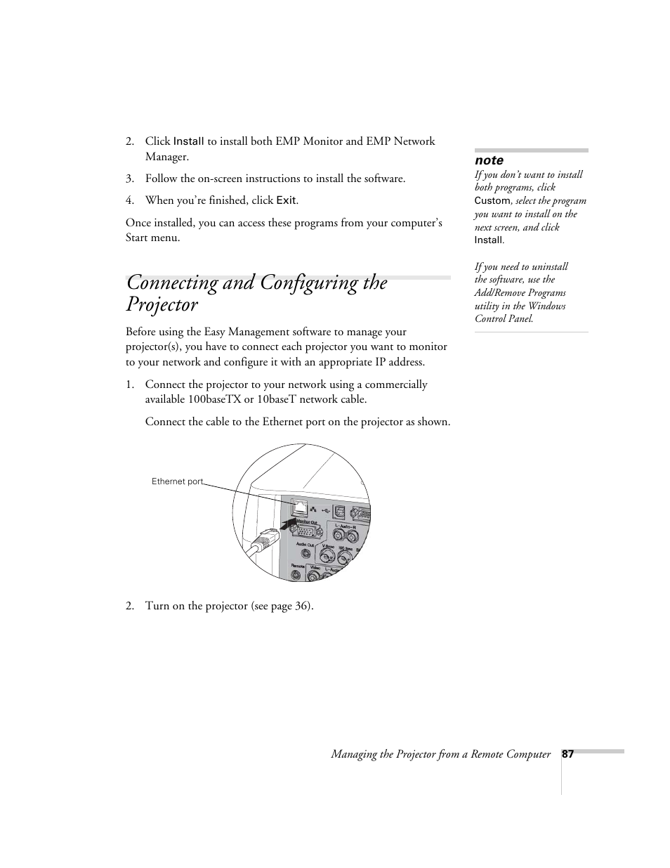 Connecting and configuring the projector | Epson 7900p User Manual | Page 87 / 146