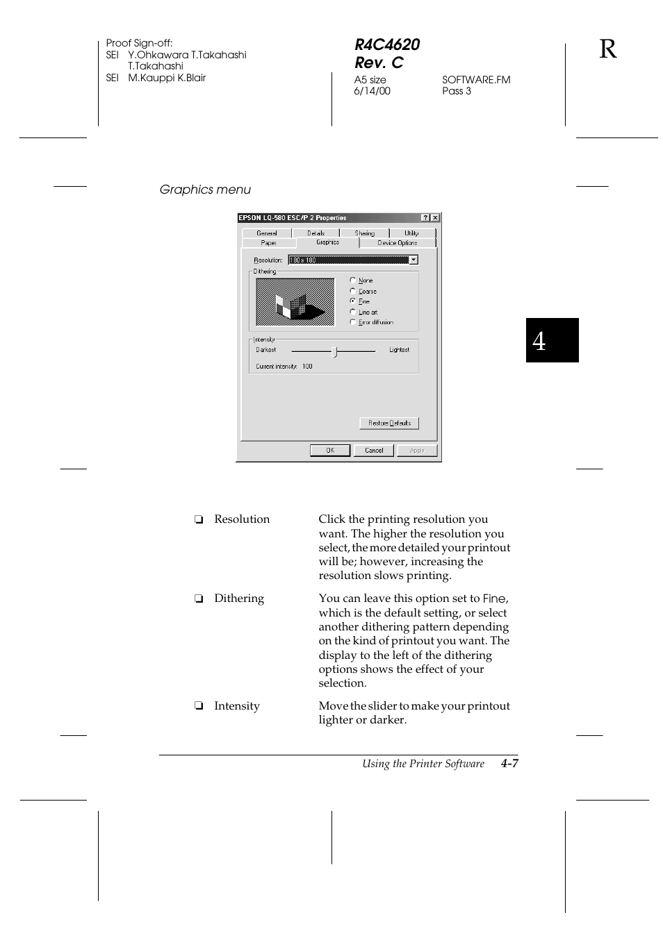 Graphics menu | Epson 24-Pin User Manual | Page 101 / 249