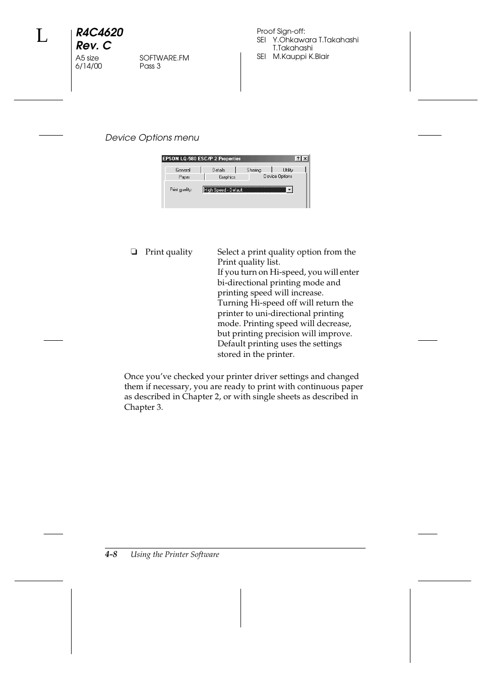 Device options menu | Epson 24-Pin User Manual | Page 102 / 249