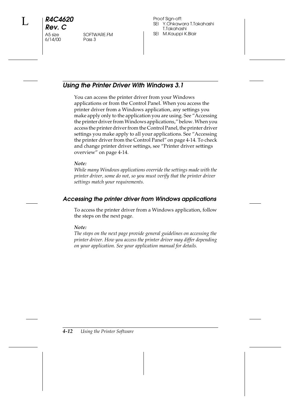 Using the printer driver with windows 3.1, Using the printer driver with windows 3.1 -12 | Epson 24-Pin User Manual | Page 106 / 249