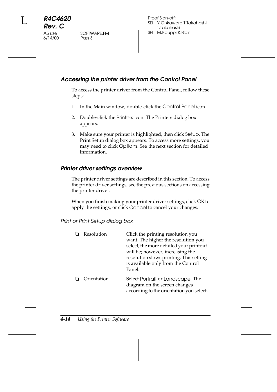 Printer driver settings overview, Print or print setup dialog box | Epson 24-Pin User Manual | Page 108 / 249