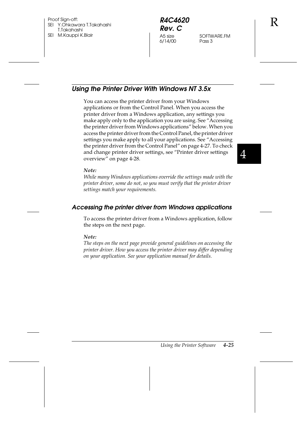 Using the printer driver with windows nt 3.5x, Using the printer driver with windows nt 3.5x -25 | Epson 24-Pin User Manual | Page 119 / 249