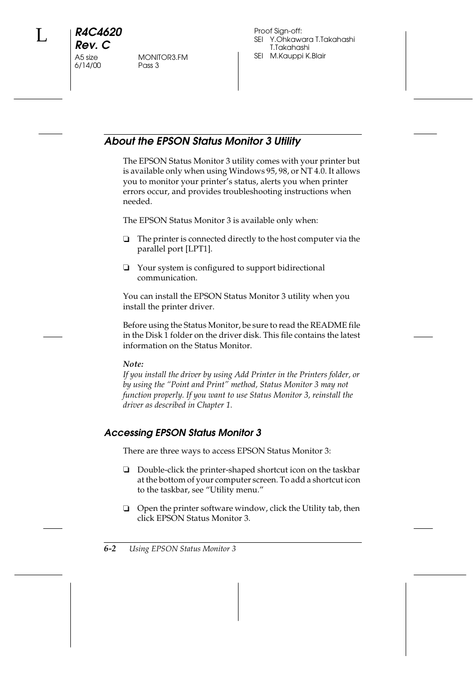 About the epson status monitor 3 utility, Accessing epson status monitor 3, About the epson status monitor 3 utility -2 | Accessing epson status monitor 3 -2 | Epson 24-Pin User Manual | Page 138 / 249