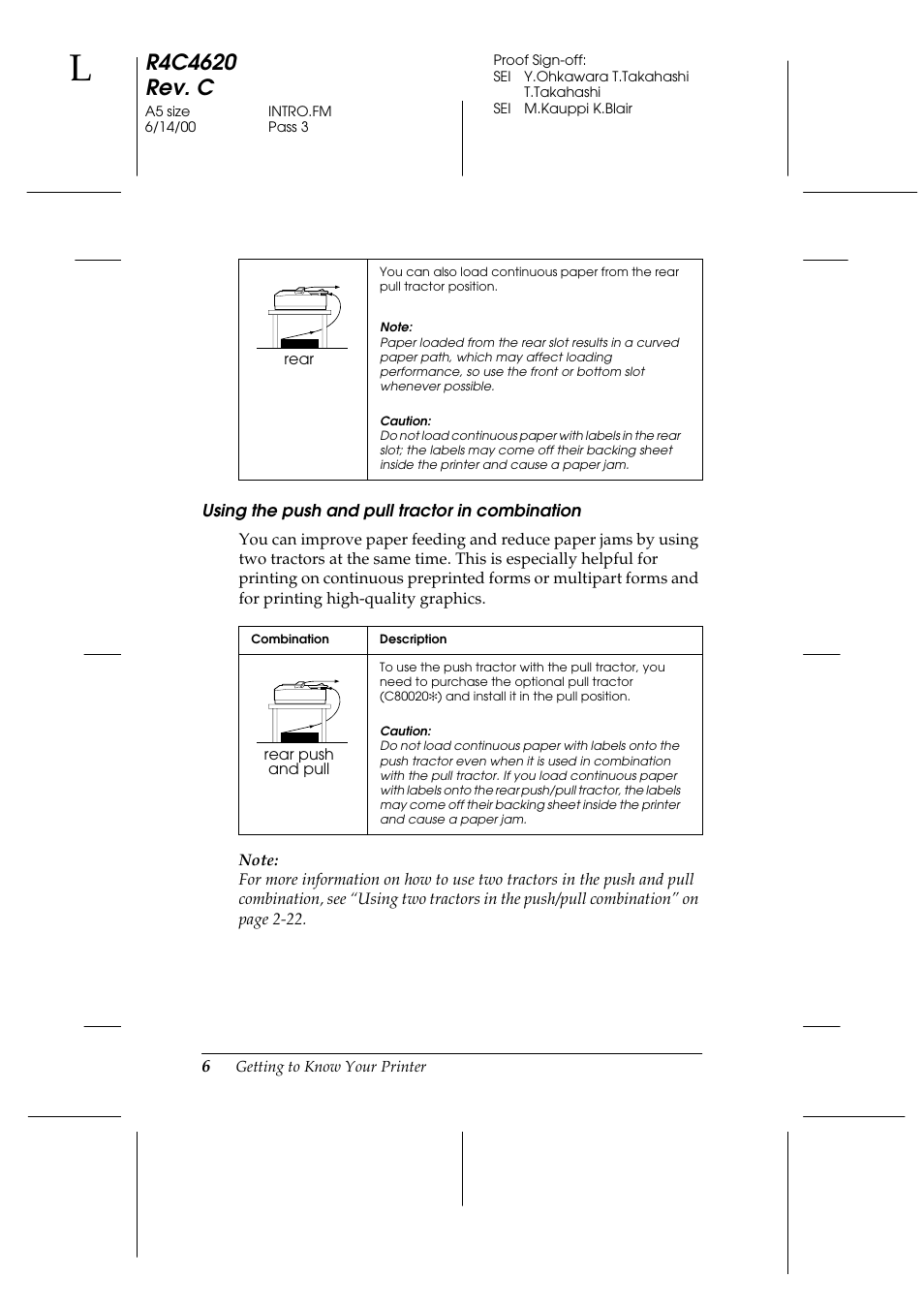 Using the push and pull tractor in combination | Epson 24-Pin User Manual | Page 16 / 249