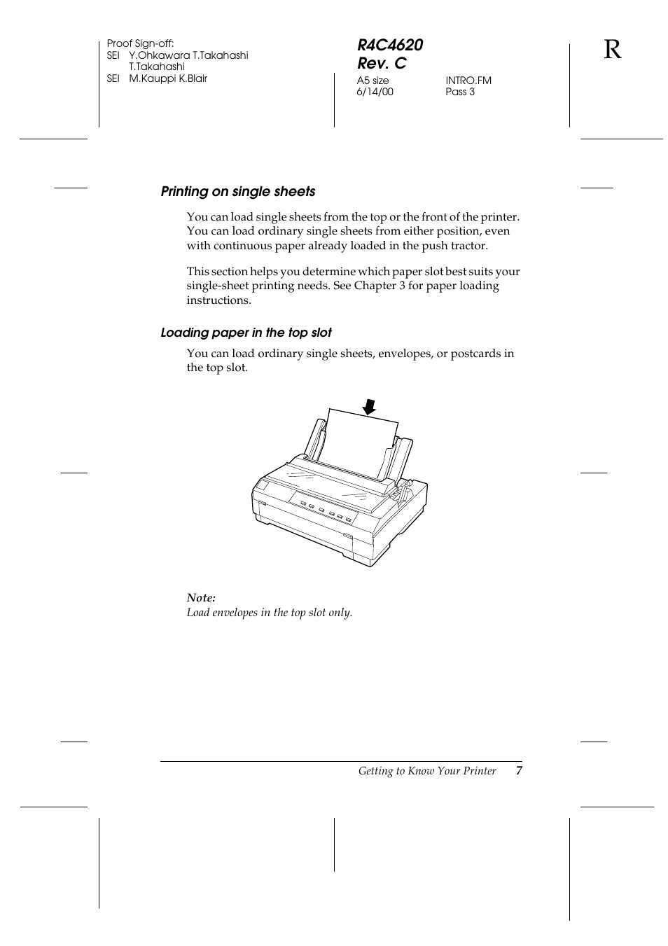 Printing on single sheets, Loading paper in the top slot | Epson 24-Pin User Manual | Page 17 / 249