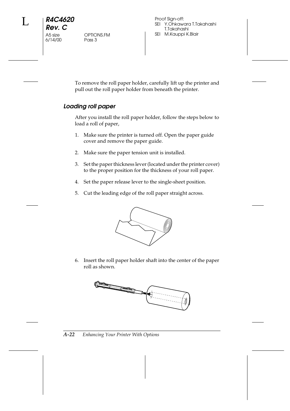 Loading roll paper | Epson 24-Pin User Manual | Page 182 / 249