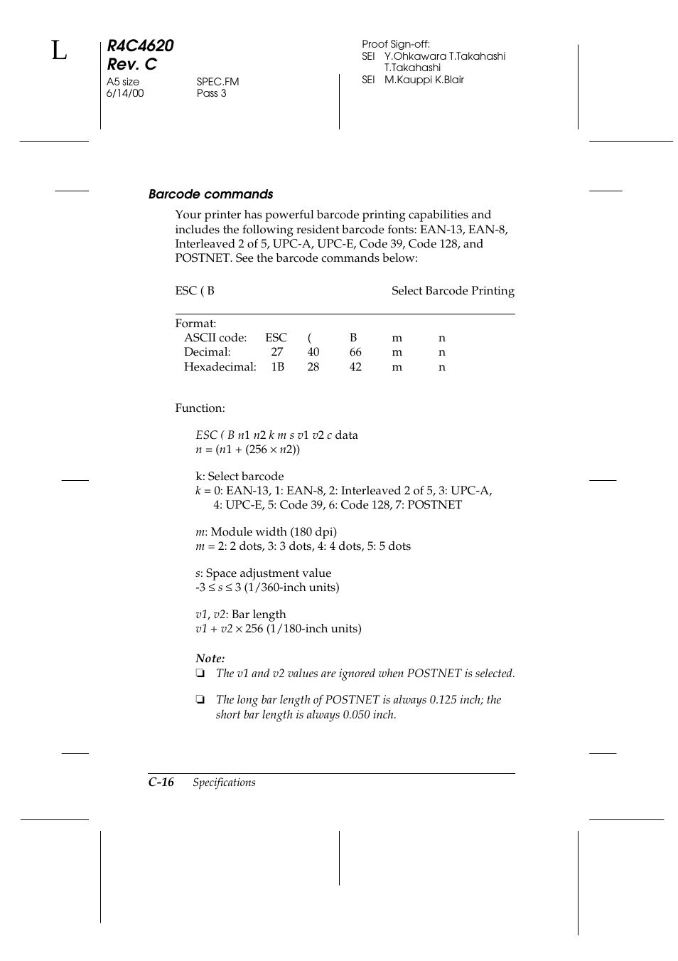 Barcode commands | Epson 24-Pin User Manual | Page 210 / 249